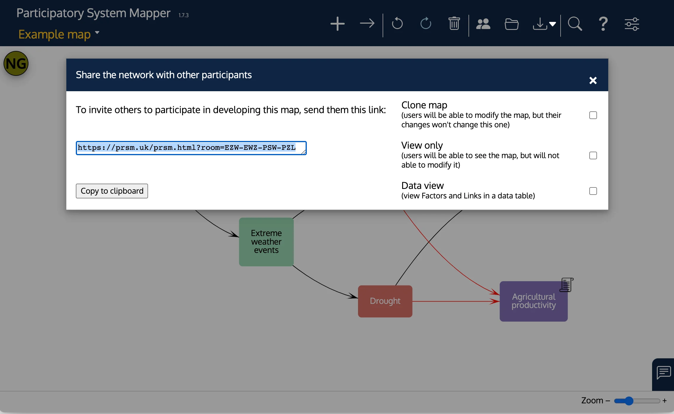 Example of sharing a map